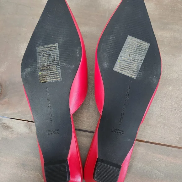 French Connection Red Heart Kitten Mule Heels - Size 8 - Picture 6 of 7